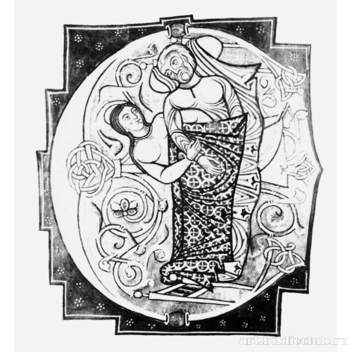 Инициал к Третьей Книге Царств. Царь Давид с Ависагой