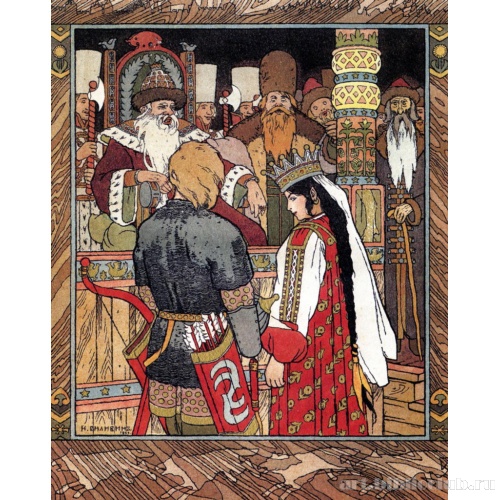 Царь Кусман, Иван-царевич и серый волк в обличье Елены Прекрасной