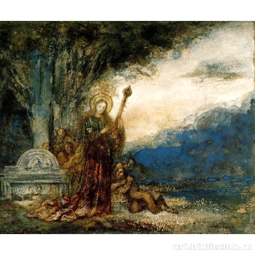 Святая Цецилия усыпляет сатира, лежащего у ее ног