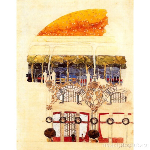 Эскиз внутренней отделки «Ротонды Чести» для Туринской выставки 1902 года