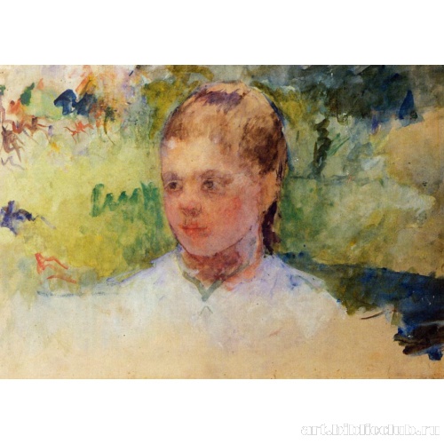 Голова девушки. Зеленый фон