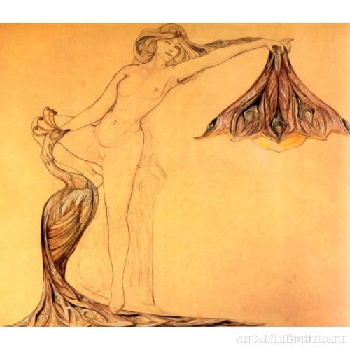 Фея с павлином, эскиз проекта для светильника