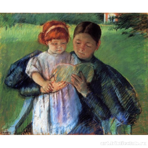 Няня, читающая маленькой девочке