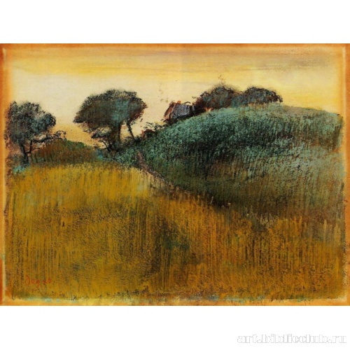 Пшеничное поле и зеленый холм