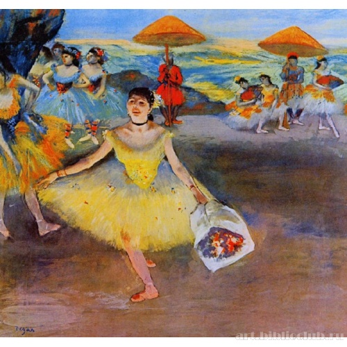 Кланяющаяся балерина с букетом