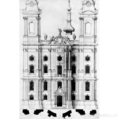 Церковь Фирцейнхайлиген. Рисунок главного фасада