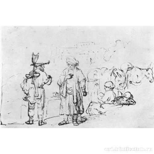 Левит с наложницей просят о ночлеге