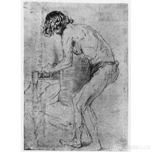 Обнаженный натурщик, наклонившийся вперед