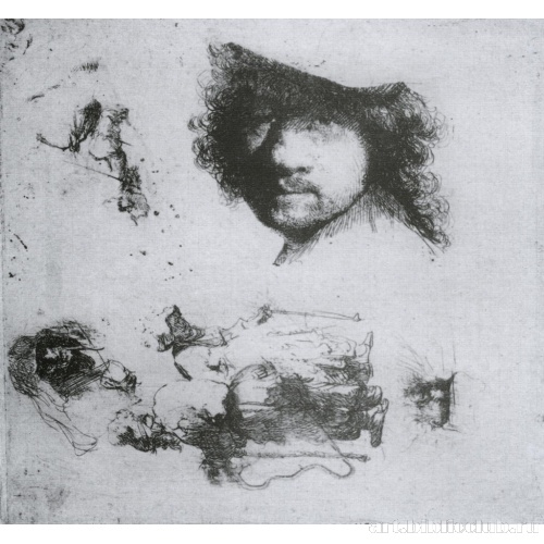 Лист набросков с автопортретом