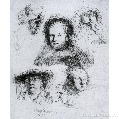 Наброски головы Саскии и другие