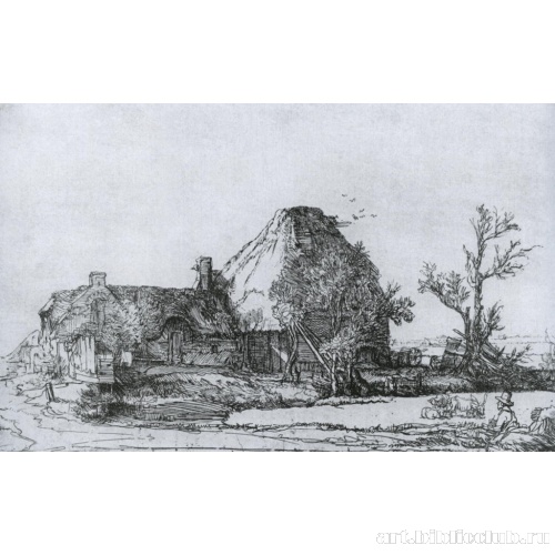 Дом и ферма с рисующим человеком