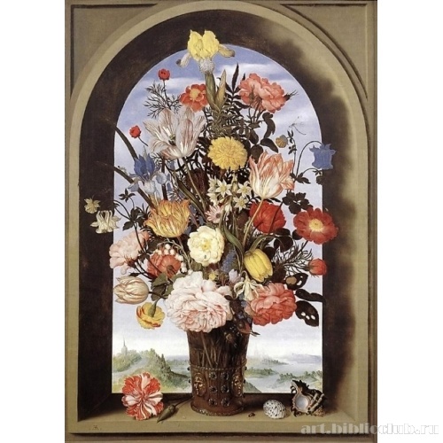 Букет в арочном окне