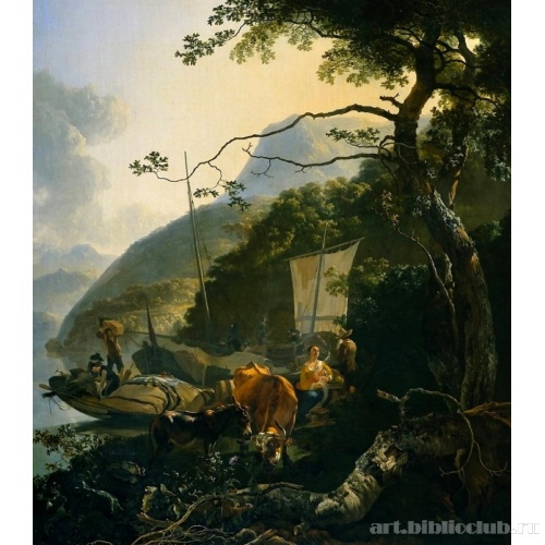 Лодочники на берегу озера