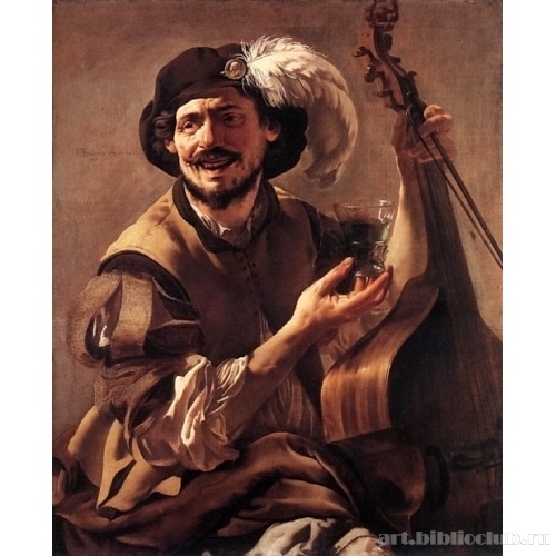 Смеющийся наемник с виолой и стаканом