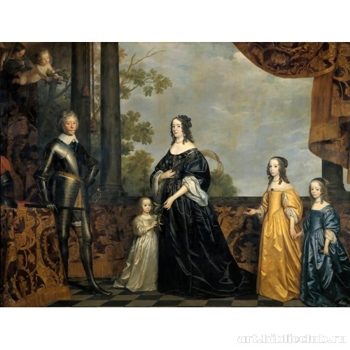 Фредерик Генри, принц Оранский с женой и тремя дочерьми
