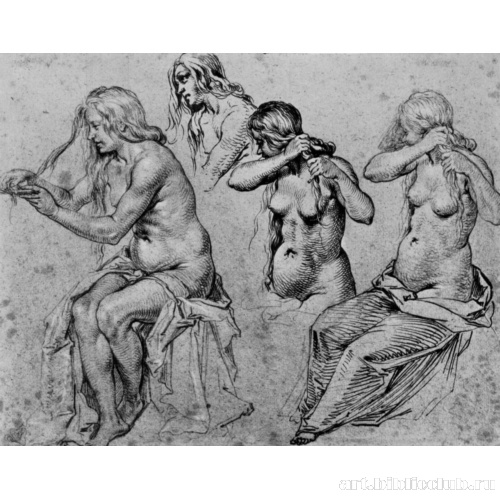 Лист этюдов обнаженной женской фигуры