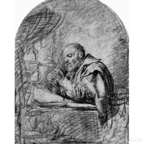 Старик, затачивающий перо