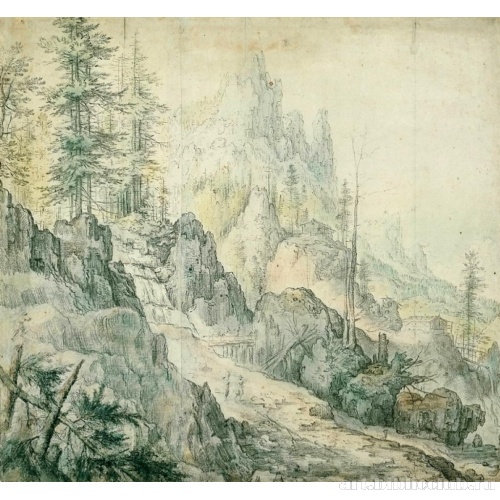 Горный пейзаж с водопадом