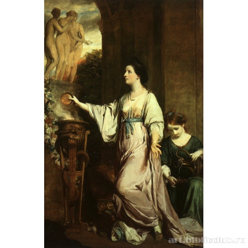 Леди Сара Банбери приносит дар перед жертвенником Трем Грациям