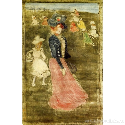 Женщина в розовой юбке