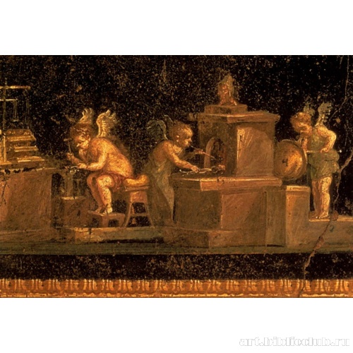 Купидоны, работающие с золотом. Деталь стенной росписи