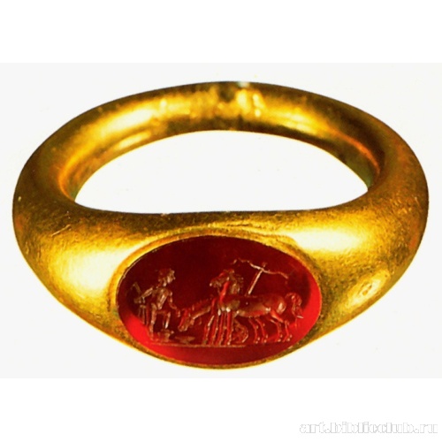 Перстень-печатка с изображением возницы, ведущего коней на водопой