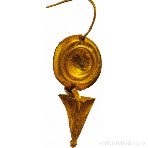 Серьга в форме диска с пирамидальной подвеской