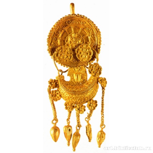 Серьга ладьевидного типа с цветочным декором