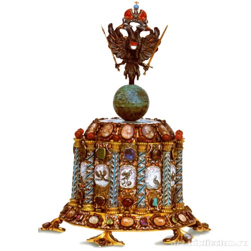 Настольные часы, увенчанные державой с двуглавым орлом