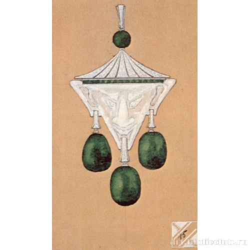 Эскиз кулона  с изображением китайской маски