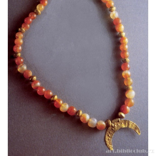 Ожерелье из круглых агатовых и сердоликовых бусин