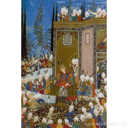 Султан Мухаммад. Начало праздника. Фронтиспис рукописи «Диван» Хафиза