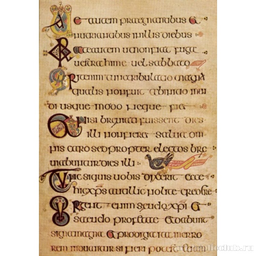 Страница Евангелия от Матфея. Книга из Келлса