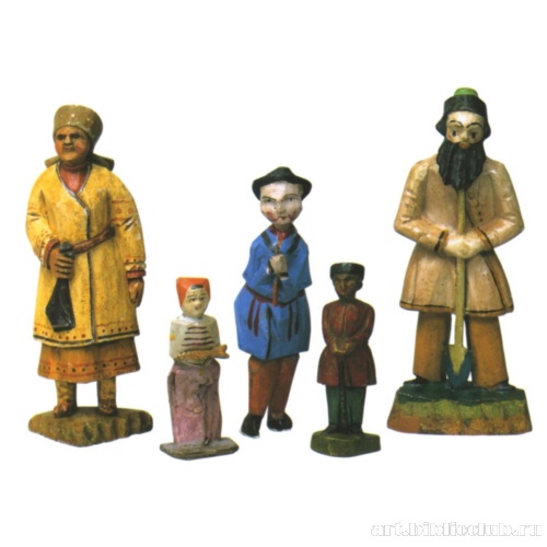Крестьянка, Торговка рыбой, Музыкант, Путник, Крестьянин с лопатой