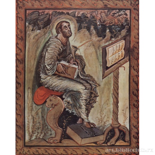 Евангелие Эбо фон Реймс, сцена: св. Лука, Евангелист