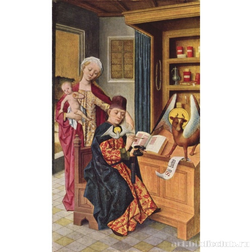 Алтарь св. Луки, левая створка внутри: Посвящение св. Луки