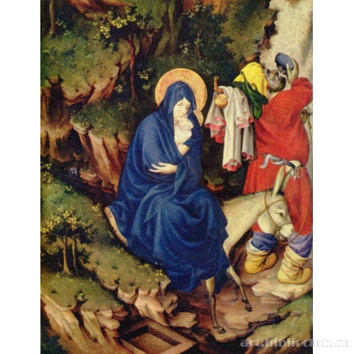 Алтарь Филиппа Смелого, герцога Бургундского, правая створка: Бегство в Египет, деталь