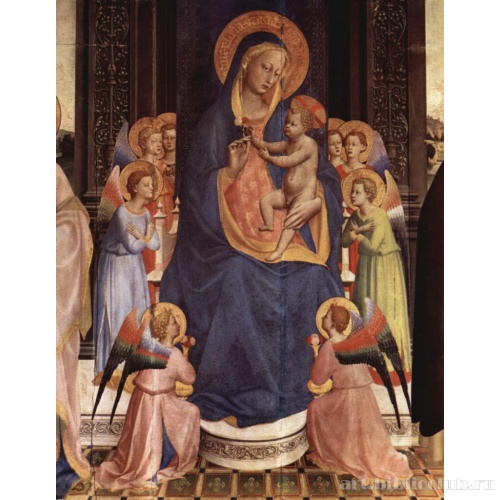 Алтарь церкви Сан Доменико в Фьезоли, сцена: Мадонна на троне, деталь