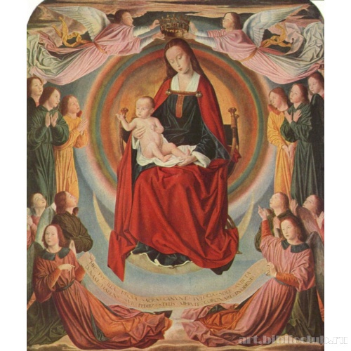 Мулинский триптих, центральная часть, сцена: Мария во славе и ангел