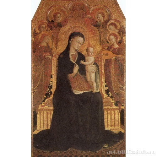 Мария с младенцем Иисусом, окруженная шестью ангелами