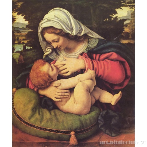 Мадонна с зеленой подушкой. Мария кормящая