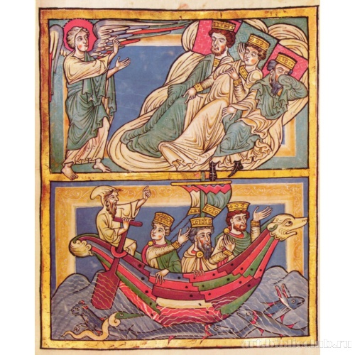 Евангелие собора в Шпейере, сцена: Сон и отъезд волхвов на родину