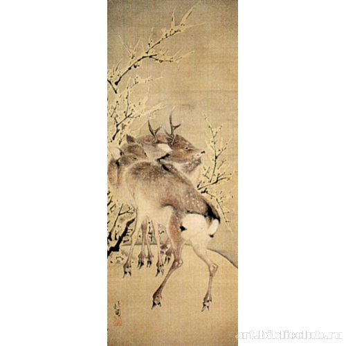 Олени в снегу