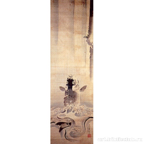 Карп, поднимающийся вверх по водопаду