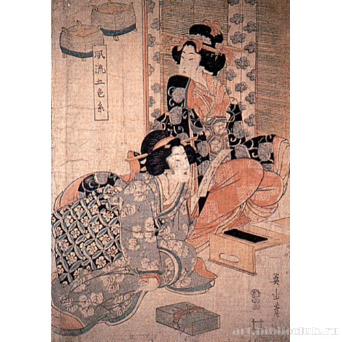 Зеленый: женщина, читающая тандзаку (серия «Нити пяти прекрасных цветов»)