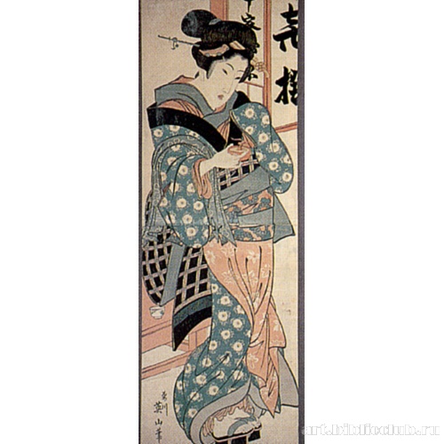 Служанка чайного домика, зажигающая фонарь