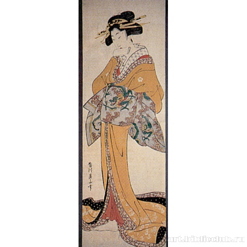 Гейша, держащая во рту бумагу