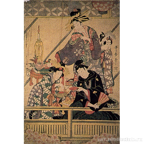 Любование цветами в чайном доме