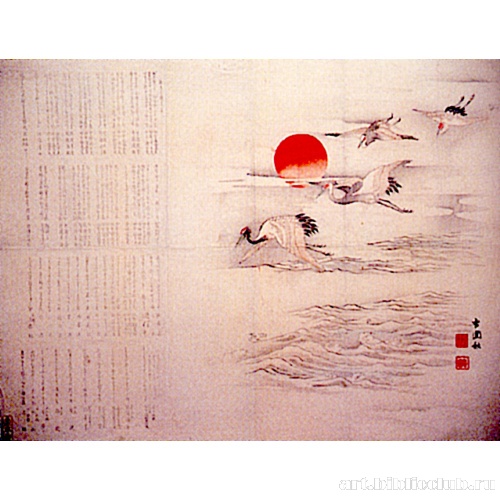 Журавли в свете восходящего солнца