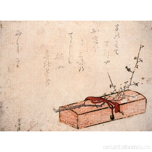 Коробочка, украшенная веткой цветущей сливы